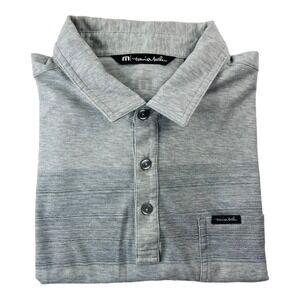 Travis Mathew Gray Stripe Pima Cotton Polyester Polo Shirt w/ Pocket Size Large